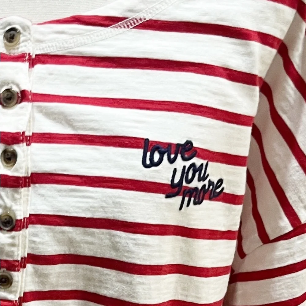 🌴 RED & WHITE STRIPED L/S TOP w/ Embroidered “LOVE YOU MORE” detail! 😍 - Picture 2 of 8